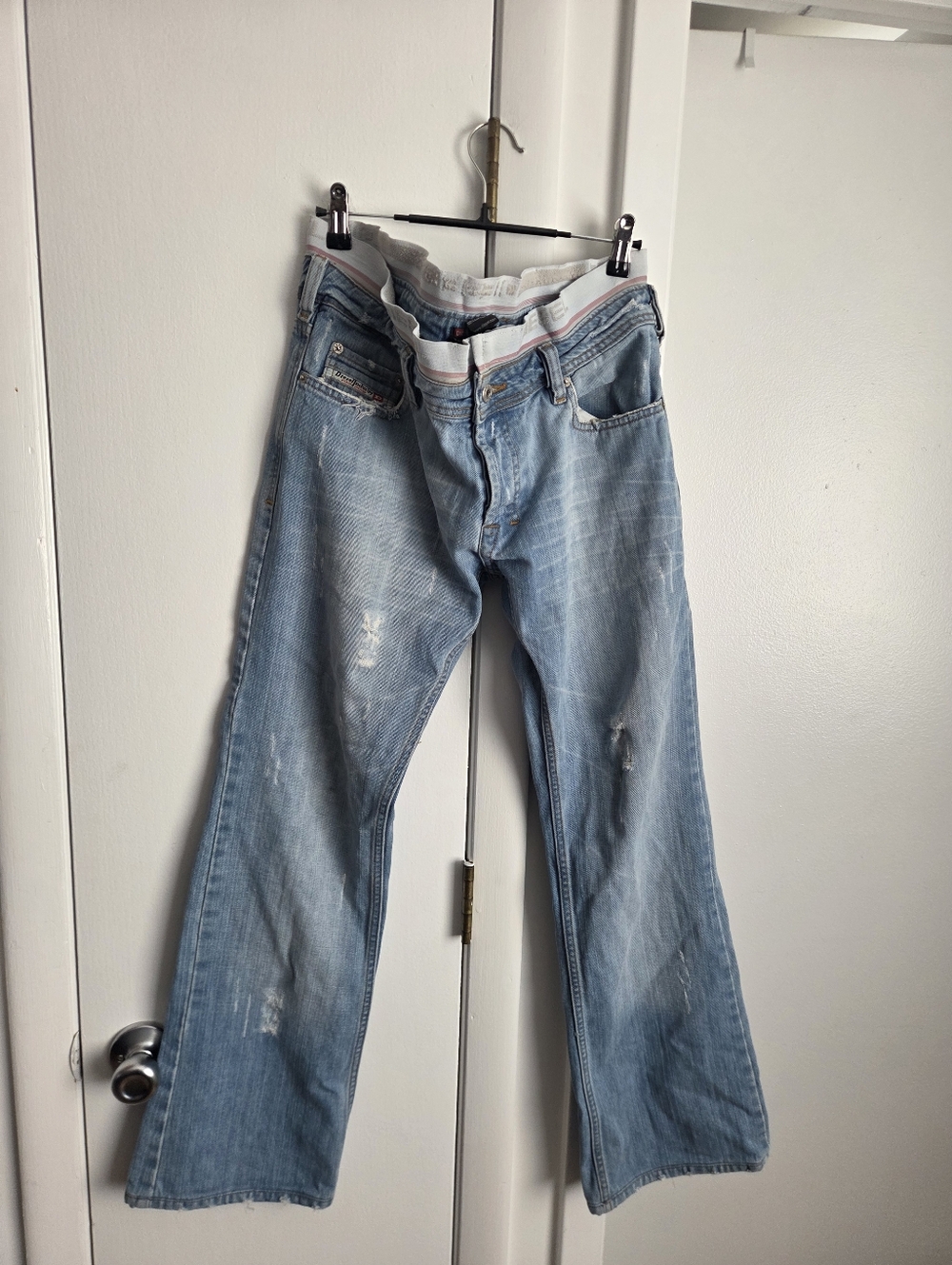 Diesel Vintage Distressed Grunge Blue Bootcut Straight Underwear Jeans Size 33